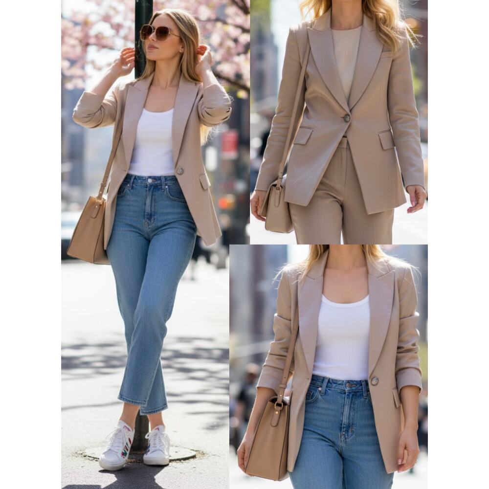 VERONICA BEARD DICKEY BLAZER JACKET QUIET LUXURY SATIN BUSINESS CASUAL OFFICE
